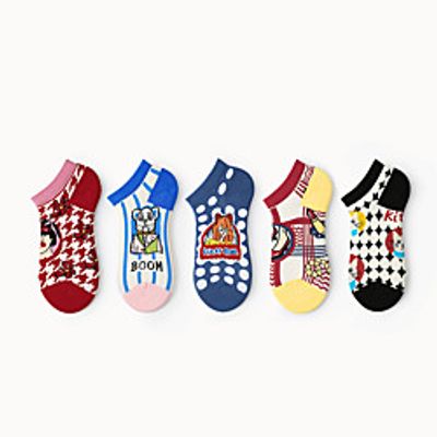 Fashion Comfort Women's Socks Cartoon Geometric Socks Casual Socks Medium Casual Multi color 5 Pairs  Cute Lightinthebox