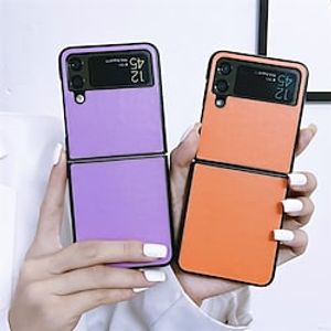 Phone Case For Samsung Galaxy Flip Z Flip Z Flip 4 Flip 3 Flip 2 Portable Flip Ultra-thin Solid Colored PC PU Leather miniinthebox