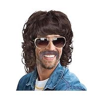 70s 80s Wig for Men Shoulder Length Curly Brown Wig Party Wigs (Only Wig) miniinthebox