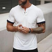 Men's Henley Shirt Tee Top Solid Color Henley Outdoor Casual Short Sleeve Button Clothing Apparel Fashion Designer Comfortable Lightinthebox