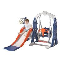 Megastar Adventures In Motion 3 In 1 Playset With Slide, Swing & Basketball Hoop - Blue