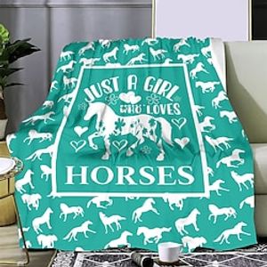 JUST A GIRL Horse Blanket Various Horse 3D Printing Throw Blanket Super Soft Blanket Animal Horse Flannel Blanket Horse Gifts For Women Sofa Couch Bed And Office Lightinthebox