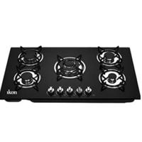 Ikon Gas Hob 5 Burner, Black Ceramic Glass - IK-GE9501