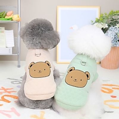 Dog Cat Vest Animal Solid Colored Cute Sweet Dailywear Casual Daily Winter Dog Clothes Puppy Clothes Dog Outfits Soft Green Khaki Costume for Girl and Boy Dog Cotton S M L XL 2XL miniinthebox