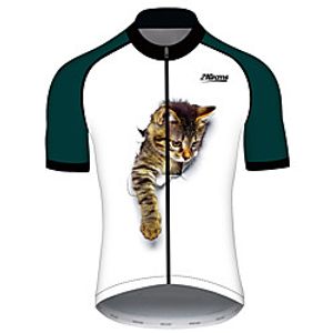 21Grams Women's Men's Short Sleeve Cycling Jersey Summer Spandex Polyester BlueWhite Cat Animal Bike Jersey Top Mountain Bike MTB Road Bike Cycling UV Resistant Quick Dry Breathable Sports Clothing miniinthebox