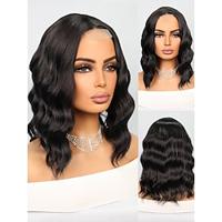 Synthetic Lace Wig Wavy Style 14 inch Black Short Bob U Part Wig Women's Wig Brown / White Dark Brown Black Lightinthebox