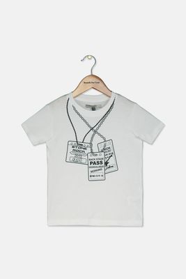 Toddlers Boys Short Sleeve Graphic T-Shirt  White/Black
