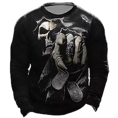 Men's Unisex Sweatshirt Pullover Skull Graphic Prints Print Daily Sports Holiday 3D Print Streetwear Designer Hoodies Sweatshirts  Long Sleeve Black Lightinthebox