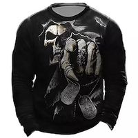 Men's Unisex Sweatshirt Pullover Skull Graphic Prints Print Daily Sports Holiday 3D Print Streetwear Designer Hoodies Sweatshirts  Long Sleeve Black Lightinthebox - thumbnail