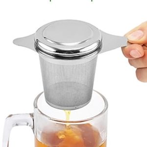 304 Stainless Steel Tea Strainer Reusable Tea Infuser Tea Strainer Teapot Loose Tea Leaf Spice Tea Filter Kitchen Accessories Tea Strainer  Tea Drain with Handle and Lid Lightinthebox