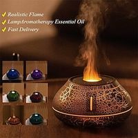 Crackle Paint Flame Aroma Diffuser Simulation Flame Air Humidifier Cool Mist Humidifier Quiet Ultrasonic Humidifiers For Bedroom Home School Dorm Cute Aesthetic Stuff Home Decor Room Decor Lightinthebox - thumbnail