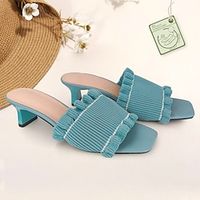 Women's Sandals Plus Size Flyknit Shoes Outdoor Work Daily Striped Kitten Heel Open Toe Elegant Classic Casual Walking Knit Tissage Volant Loafer Almond Black Blue Lightinthebox