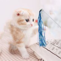 Its Meow Fairy Crystal Tube Shining Sequins With Tessels For Cat - size - 40cm - Blue