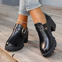 Women's Pumps Boots Platform Boots Plus Size Outdoor Daily Booties Ankle Boots Platform Chunky Heel Round Toe Casual Comfort Minimalism Faux Leather Loafer Black miniinthebox