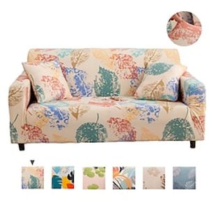 Stretch Sofa Cover Slipcover Elastic Sectional Couch Armchair Loveseat 4 or 3 seater Plants Leaf High Elasticity Four Seasons Universal Super Soft Fabric Lightinthebox