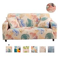 Stretch Sofa Cover Slipcover Elastic Sectional Couch Armchair Loveseat 4 or 3 seater Plants Leaf High Elasticity Four Seasons Universal Super Soft Fabric Lightinthebox - thumbnail