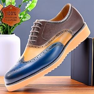Men's Oxfords Formal Shoes Dress Shoes British Gentleman Office  Career Party  Evening Leather Italian Full-Grain Cowhide Comfortable Slip Resistant Lace-up Brown  Blue Lightinthebox