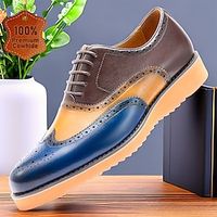 Men's Oxfords Formal Shoes Dress Shoes British Gentleman Office  Career Party  Evening Leather Italian Full-Grain Cowhide Comfortable Slip Resistant Lace-up Brown  Blue Lightinthebox - thumbnail