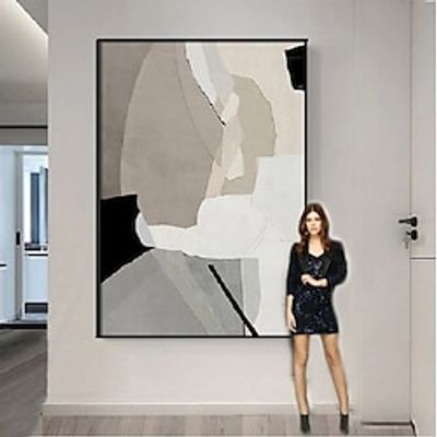 Handmade Oil Painting Canvas Wall Art Decoration Wabi-Sabi Abstract Minimalism for Home Decor Rolled Frameless Unstretched Painting Lightinthebox Handmade Oil Painting Canvas Wall Art Decoration Wabi-Sabi Abstract Minimalism for Home Decor Rolled Frameless Unstretched Painting Lightinthebox