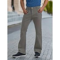 Men's Dress Pants Flared Pants Trousers Suit Pants Button Front Pocket Plain Comfort Business Daily Holiday Fashion Chic  Modern Khaki Gray Micro-elastic Lightinthebox - thumbnail
