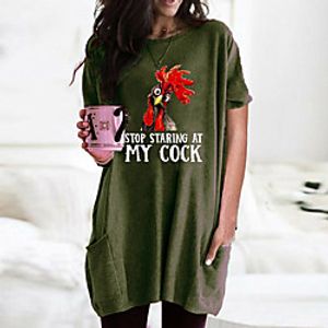 Women's T shirt Dress Graphic Animal Round Neck Tops Basic Basic Top Black Wine Army Green miniinthebox