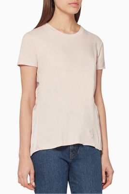 Elasticated Back Cotton & Satin T-Shirt Elasticated Back Cotton & Satin T-Shirt