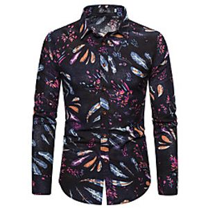 Men's Shirt Other Prints Graphic Long Sleeve Casual Tops Ethnic Style Black miniinthebox