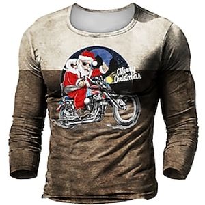 Men's T shirt Tee Henley Shirt Tee Graphic Motorcycle Henley Blue Purple Brown Long Sleeve 3D Print Plus Size Outdoor Daily Button-Down Print Tops Basic Designer Classic Comfortable / Sports miniinthebox