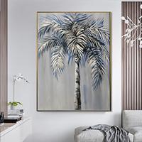 Handmade Oil Painting Canvas Wall Art Decoration Black and White Abstract Coconut Tree for Home Decor Rolled Frameless Unstretched Painting Lightinthebox