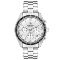 Beverly Hills Polo Club Men's Multi Function Display Watch & Metal Strap, Silver - BP3372X.330