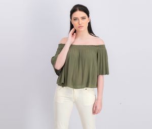 Womens Off Shoulder Blouse  Olive