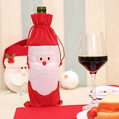 1pc2pcs Christmas Wine Bottle Bags Cover, Cute Red Wine Bottle Decorations Bag, Cartoon Christmas Decoration Wine Gift Felt Bag For Hotel Kitchen Table Decoration Lightinthebox