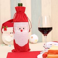1pc2pcs Christmas Wine Bottle Bags Cover, Cute Red Wine Bottle Decorations Bag, Cartoon Christmas Decoration Wine Gift Felt Bag For Hotel Kitchen Table Decoration Lightinthebox - thumbnail