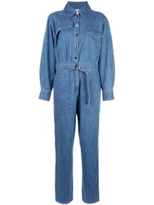 Tibi belted denim jumpsuit - Blue