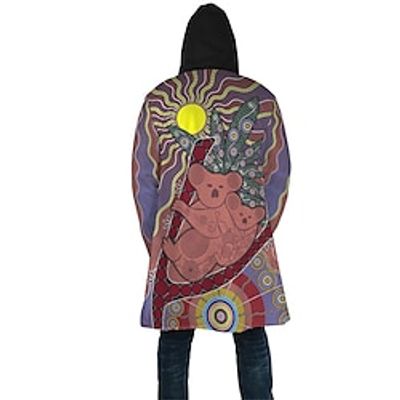 Koala Vintage Men's Fleece Jacket Coat Hoodie Jacket Daily Wear Going out Fall  Winter Hooded Long Sleeve Purple S M L Polyester Jacket Lightinthebox