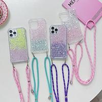 Phone Case For iPhone 15 Pro Max Plus iPhone 14 13 12 Pro Max Plus Back Cover with Lanyard Bling Glitter Shiny Shockproof Color Gradient TPU Lightinthebox