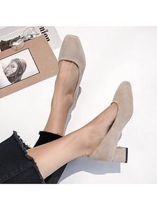 Suede Square Toe Pumps