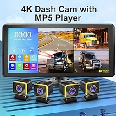 10.36 Inch 4CH DVR Car Dash Cam Driving Recorder Parking Monitor 4KTouch Screen Truck Monitoring System Support MP5 Player With 41080P Cameras Lightinthebox