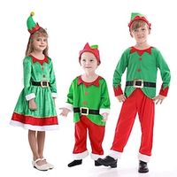Elf Santa Suits Boys Girls' Cosplay Costume Christmas Christmas Masquerade Christmas Eve Kid's Party Christmas Polyester Costume miniinthebox - thumbnail