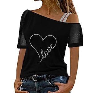 Women's Shirt Green Blue Purple Graphic Heart Patchwork Print Sleeveless Casual Daily Casual Off Shoulder Regular S Lightinthebox