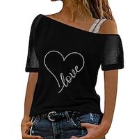Women's Shirt Green Blue Purple Graphic Heart Patchwork Print Sleeveless Casual Daily Casual Off Shoulder Regular S Lightinthebox - thumbnail