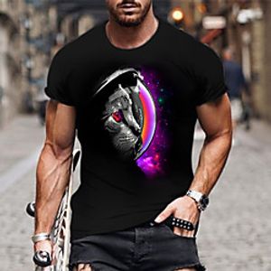 Men's Unisex Tee T shirt Shirt 3D Print Cat Graphic Prints Print Short Sleeve Daily Tops Casual Designer Big and Tall Black miniinthebox