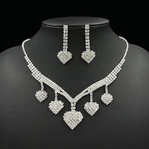 Bridal Jewelry Sets 1 set Rhinestone Alloy Earrings Necklace Women's Fashion Luxury Dangling Classic Heart Pear Jewelry Set For Wedding Special Occasion Wedding Guest Lightinthebox