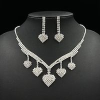 Bridal Jewelry Sets 1 set Rhinestone Alloy Earrings Necklace Women's Fashion Luxury Dangling Classic Heart Pear Jewelry Set For Wedding Special Occasion Wedding Guest Lightinthebox - thumbnail