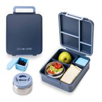 Eazy Kids Jumbo Bento Lunch Box With Thermos & Dip Jar- Grey