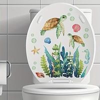 1pc Ocean Sea Turtle Toilet Sticker, Self-Adhesive Toilet Lid Decals For Bathroom, Toilet Lid Decal, Toilet Tank Cover Sticker, Restroom Renovation Removable Stickers, Self-Adhesive Decal Lightinthebox - thumbnail