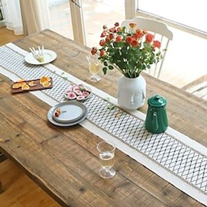 Table Flag Cotton Linen Patchwork with Tassels Festive Wedding Decoration Strip Cloth Two-color Cotton Thread Lightinthebox