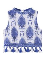 Women Sexy Embroidery Tassel Sleeveless O-Neck Crop Tops