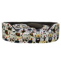 Coco Kindi Washable Oval Shape Cotton Bed - Size #2 Dog Print