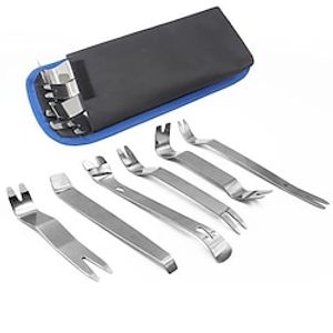 6pcs Car Inner Removal Tool Kit, Auto Car Radio Door Clip Panel Trim Dash Audio Removal Installer Pry Tool With Canvas Bag For Car Accessories miniinthebox